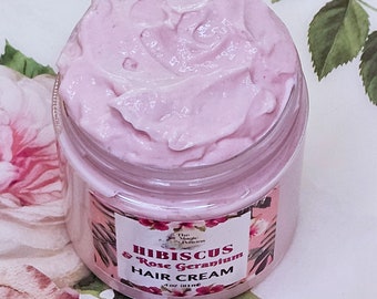 Hibiscus & Rose Geranium Hair Cream Moisturizer, for Soft and Silky Hair