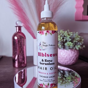 Hibiscus Hair Oil: Ayurvedic Hair Growth Serum, Natural Organic Blend (8 oz)