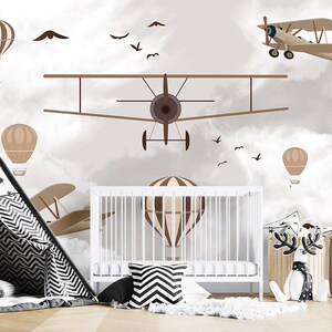 Airplane Nursery Wallpaper, Kids Room Wall Decor - Etsy