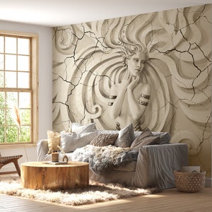 Carta da parati artistica con aspetto 3D, decorazione murale moderna Carta da parati elegante per salone di bellezza, carta da parati staccabile e incollabile, murale rimovibile