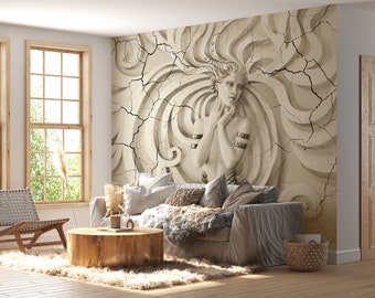 3D Woman Art Wallpaper, Modern Beauty Salon Wall Decor, Peel and Stick Mural