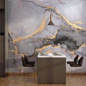 Black gold Marble Look Wallpaper, Peel and Stick White Marble Wallpaper, Kitchen Wallpaper, Sink Wallpaper