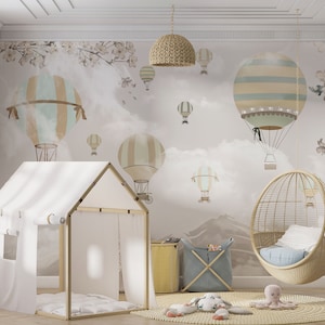 Carta da parati per bambini con palloncini volanti, carta da parati per bambini, carta da parati per cameretta dei bambini, decorazione da parete, decorazione per la casa, regali