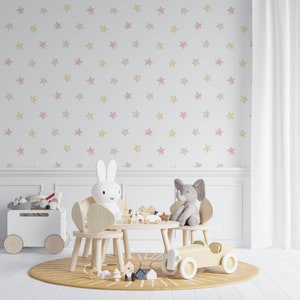 Carta da parati stellata grigio rosa, carta da parati per camera dei bambini, carta da parati per bambini dolci, carta da parati dal design speciale, carta da parati autoadesiva