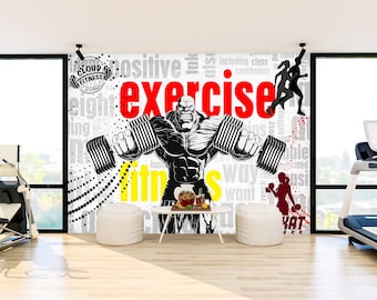 Wallpaper Wall Art For Gym Room CKSEKD Work Out 3D Wall Murals