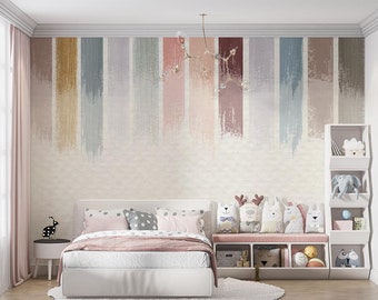 Colorful Stripes Removable Wallpaper, Modern Art Wall Decor