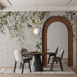 Carta da parati tropicale, carta da parati con foglie di eucalipto Boho, carta da parati con foglie verdi Boho, carta da parati botanica per la casa, decorazioni per la casa