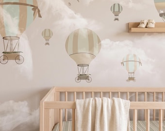 Flying Balloon Children's Wallpaper, Nursery Decor