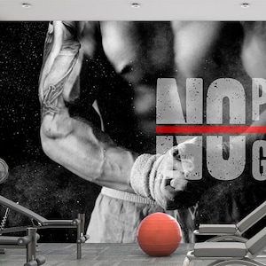 Gym fitness Wallpaper, Self Adhesive Peel and Stick Wall Sticker Wall Decoration, Athlete Wallpaper, Studio Wallpaper, Inspiring Wallpaper