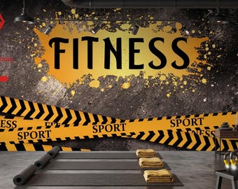 Gym Fitness Wallpaper, Dumbbell Graffiti, Peel and Stick Wall Mural