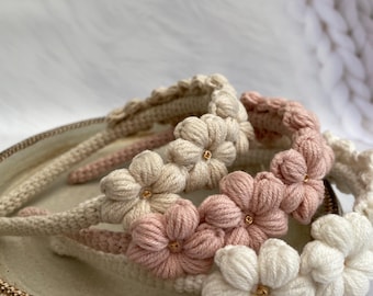 Handmade crochet headband with flower and daisy | Headband accessory | Gift idea for women & girls | VividPlaceShop
