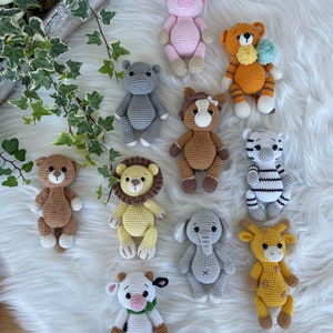 Gehäkelte Tierfiguren | Amigurumi | Tiere | Löwe | Tiger | Bär | Elefant | Giraffe | Löwe | Hipo | Zebra | Affe | Geschenk | VividPlaceShop