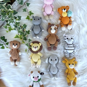 Gehäkelte Tierfiguren | Amigurumi | Tiere | Löwe | Tiger | Bär | Elefant | Giraffe | Löwe | Hipo | Zebra | Affe | Geschenk | VividPlaceShop