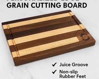 Personalized Edge Grain Cutting Board: Walnut, Maple & Cherry