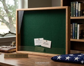 Custom Hardwood Military Shadow Box | Veteran Retirement Gift Medal Display Case | Walnut Oak Cherry Mahogany Army Navy Marines Honor Shield