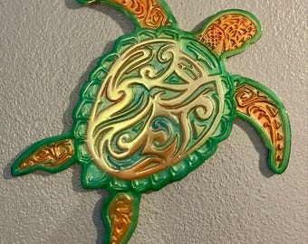 18” Colorful Sea Turtle Wall Decor: Personalized Ocean Nursery Art
