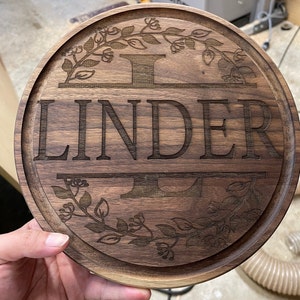 Personalized Walnut Cutting Board: Laser Engraved Round Wood Gift