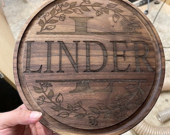Personalized Walnut Cutting Board: Laser Engraved Round Wood Gift
