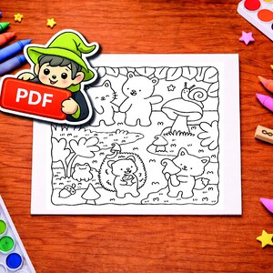 Instant download coloring pages featuring cute cozy coloring and animal illustrations, perfect for relaxing, mindful, and therapeutic coloring