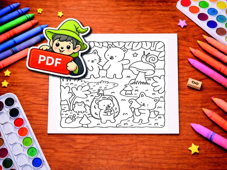 Instant download coloring pages featuring cute cozy coloring and animal illustrations, perfect for relaxing, mindful, and therapeutic coloring