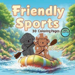 30 Bold and Easy Friendly Sports Coloring Pages  Adult Coloring Book, Simple & Relaxing, Digital,Procreate ,Stress Relief,Cozy Friends