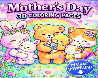 Cozy Mothers Day Coloring Pages for Kids, Cute Mom & Child Scenes, DIY Gift Printable, Fun Activity PDF, Instant Download