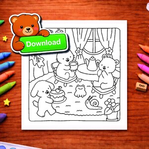 Cozy coloring book with bold and easy coloring pages, designed for stress relief and therapeutic coloring, available as a digital download