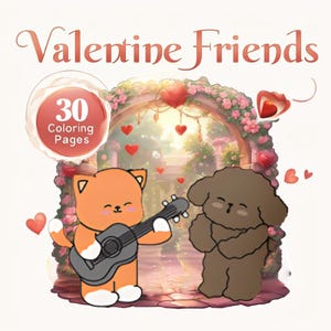 30 Bold and Easy Valentine Friends Coloring Pages  Adult Coloring Book, Simple & Relaxing, Digital,Procreate ,Stress Relief,Cozy Friends