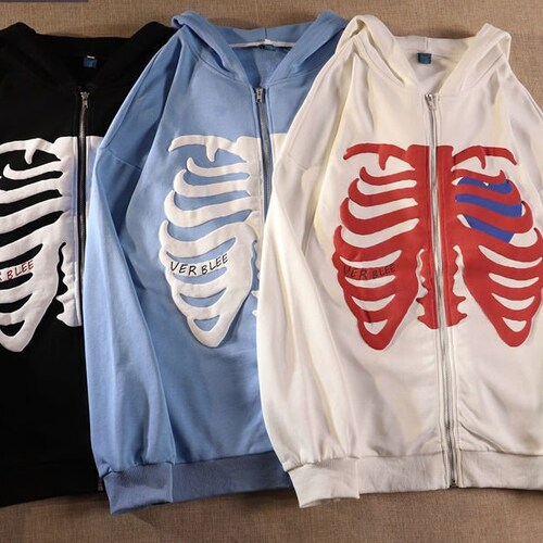 diamond skeleton zip up hoodie