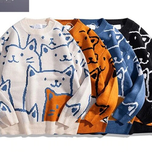 Cat Lovers Sweater Unisex Kitted Kitten Pullover Cat Sweater Etsy