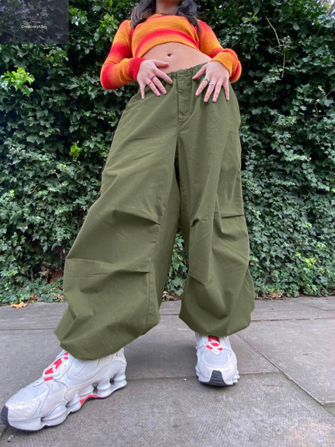 Y2K Baggy Wide Leg Cargo Pants Pantaloni a vita bassa verde Etsy Italia