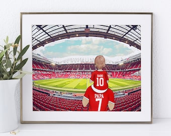 Souvenir de football personnalisé et souvenirs parfaits pour la fête des pères et l'anniversaire des papas, cadeau de fan de Manchester Footy dessiné à la main