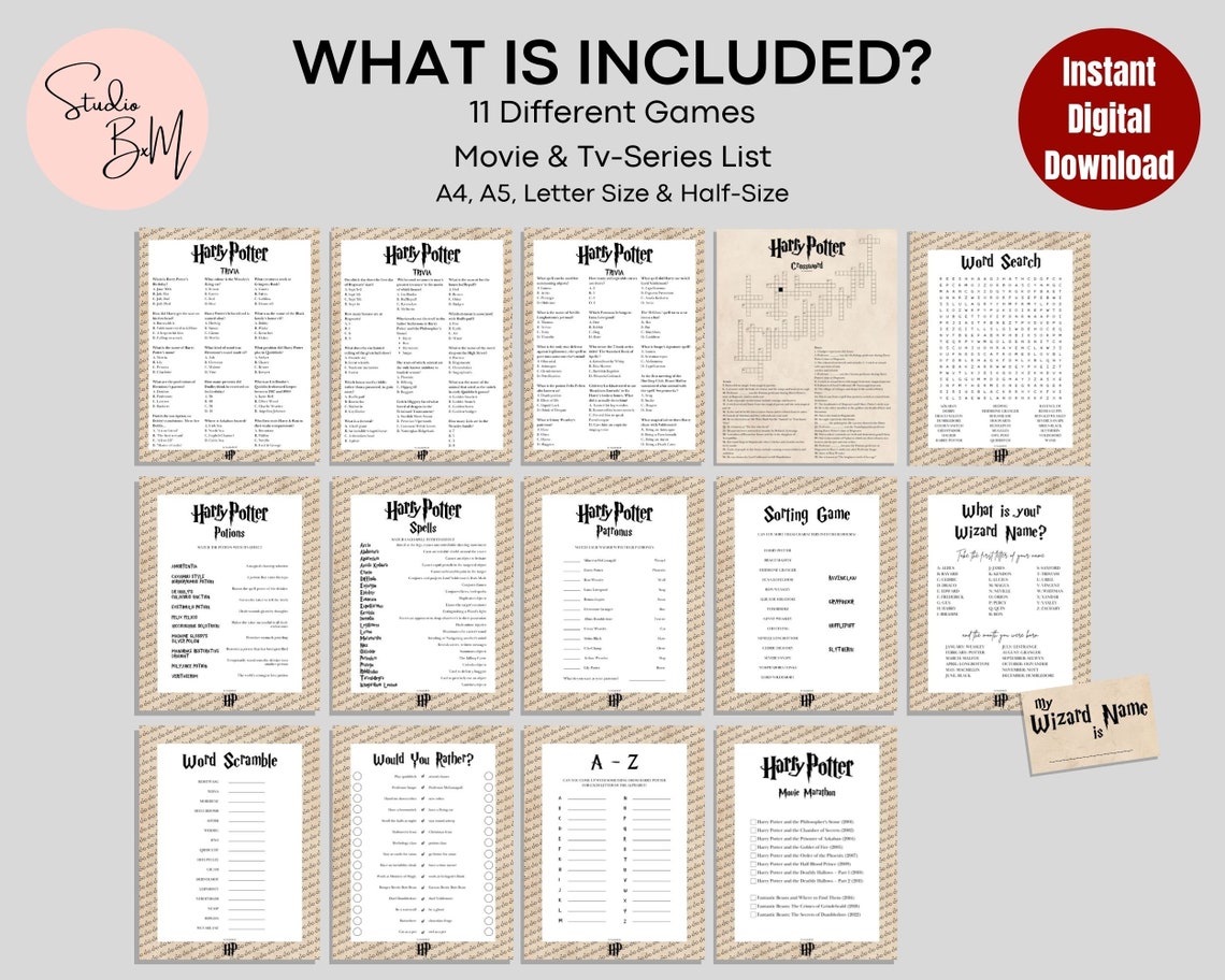 Harry Potter Trivia Printable Wizard Party Games HP Quiz - Etsy