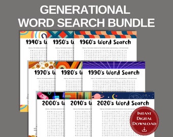 Generational Word Search Game Pack: Family Trivia (Digital Printable)