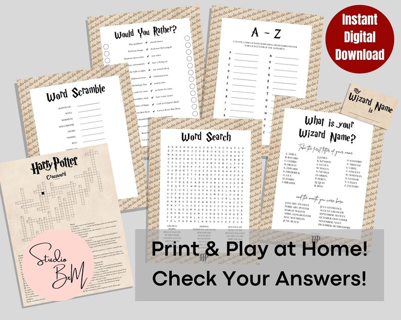 Harry Potter Trivia Printable Wizard Party Games HP Quiz - Etsy