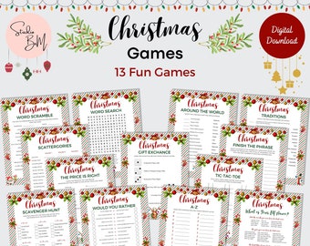 Christmas Fun Game, 13 Printable Christmas Party Game, Family Game, Fun Holiday Game, With Answers, Instant Download