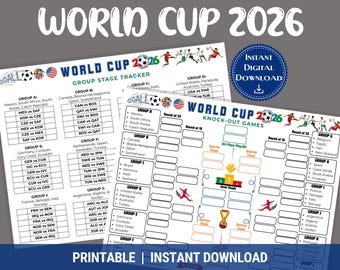 World Cup 2026 Printable Bracket Tracker, Soccer Tournament Bracket Chart, FIFA Football Pool Game