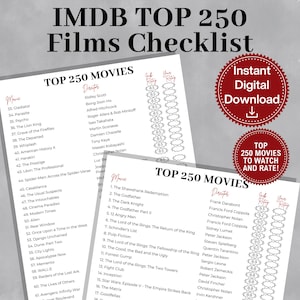 IMDB Top 250 Movies Bucket List, Movies Bucket List, Ultimate Movie Bucket List, List of Best Movies to Watch, Printable Bucket List
