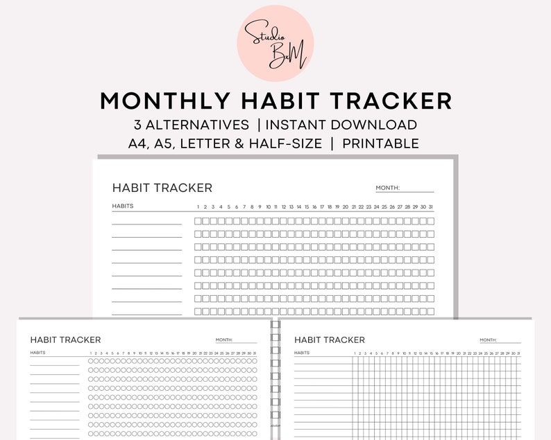 Monthly Habit Tracker Printable Minimalist Tracker Template - Etsy