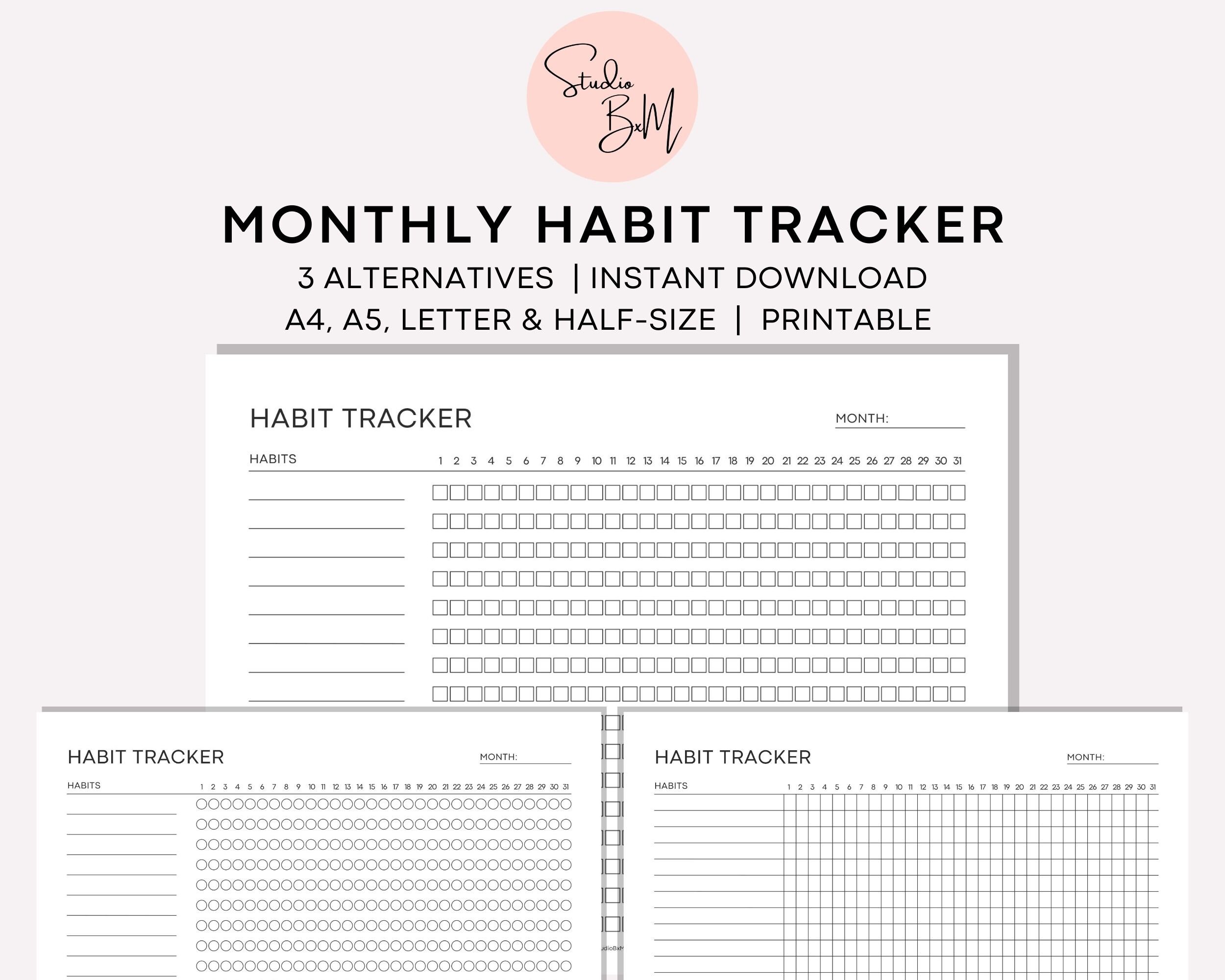 Monthly Habit Tracker Printable Minimalist Tracker Template - Etsy