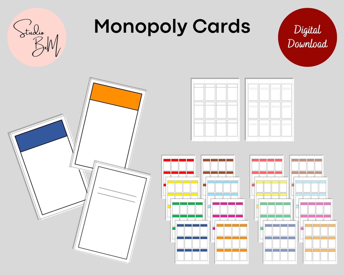 Monopoly Cards Blank Monopoly Cards Custom Monopoly Game - Etsy UK