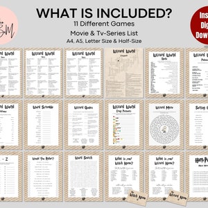 Harry Potter Trivia Printable Wizard Party Games HP Quiz Minimalist ...