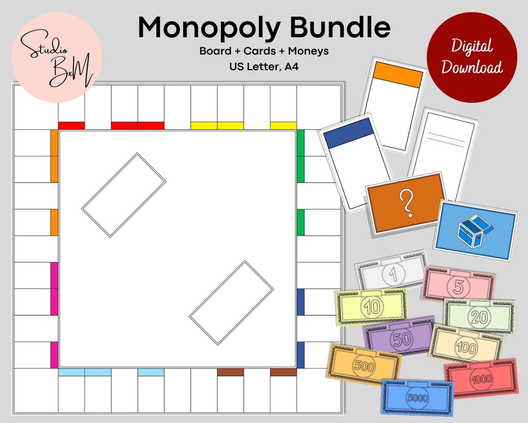 Monopoly Bundle | Blank Monopoly Template |custom Monopoly Game|digital ...