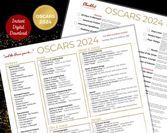 2024 Oscars Ballot 96th Academy Awards Party Games, Oscars Checklist, Downloadable Printable Oscar Ballot US Letter Size