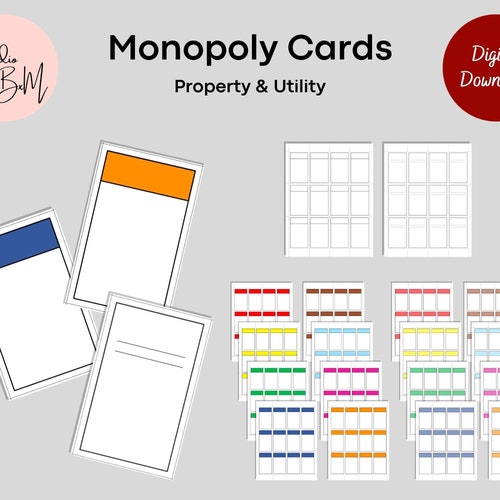 Custom Monopoly Template Digital Download Blank Monopoly - Etsy UK
