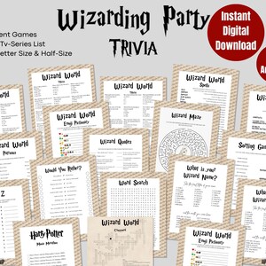 Harry Potter Trivia Printable Wizard Party Games HP Quiz Minimalist ...