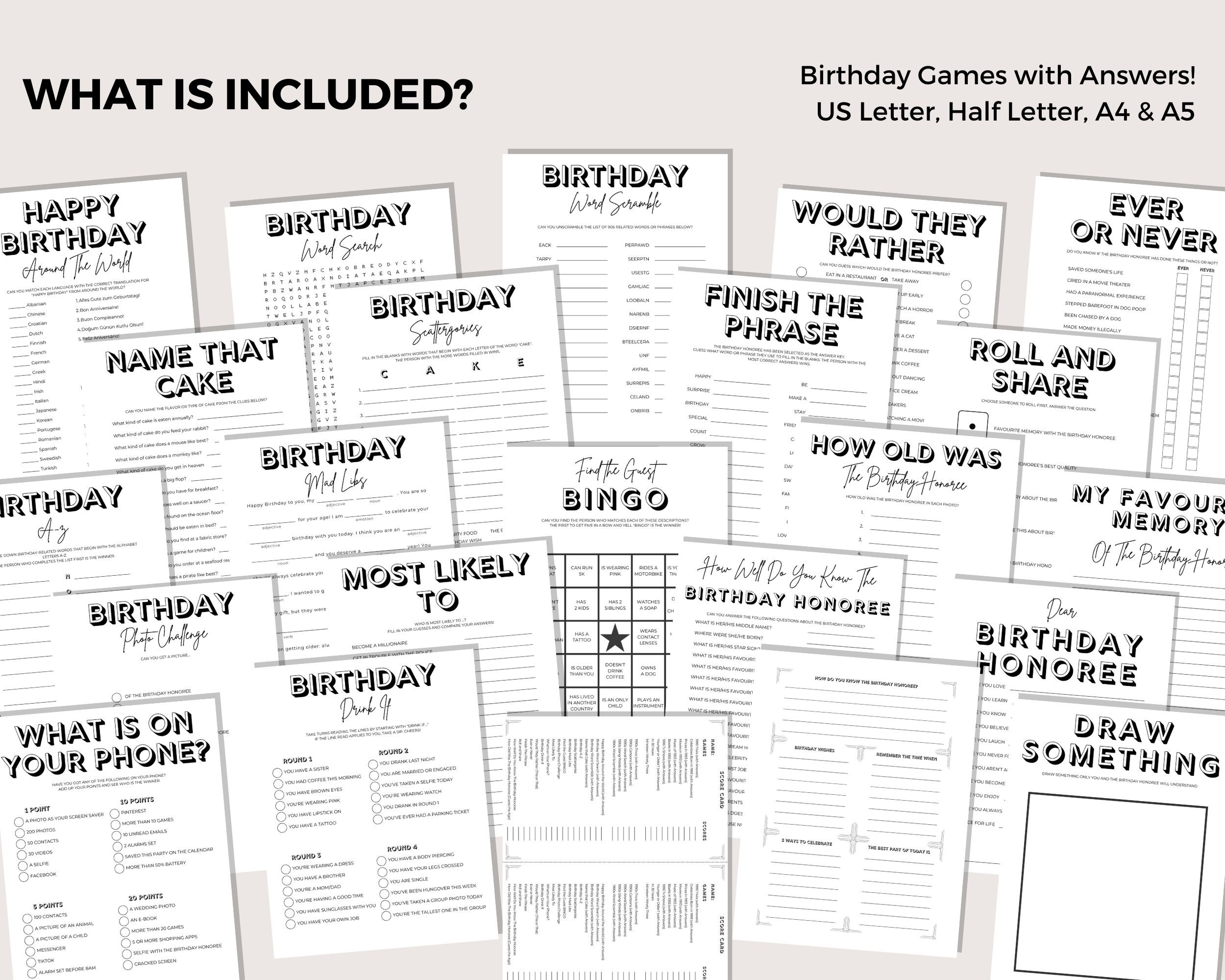 60th Birthday Party Games Bundle, Born in 1963 Game, Birth Year 1963 ...