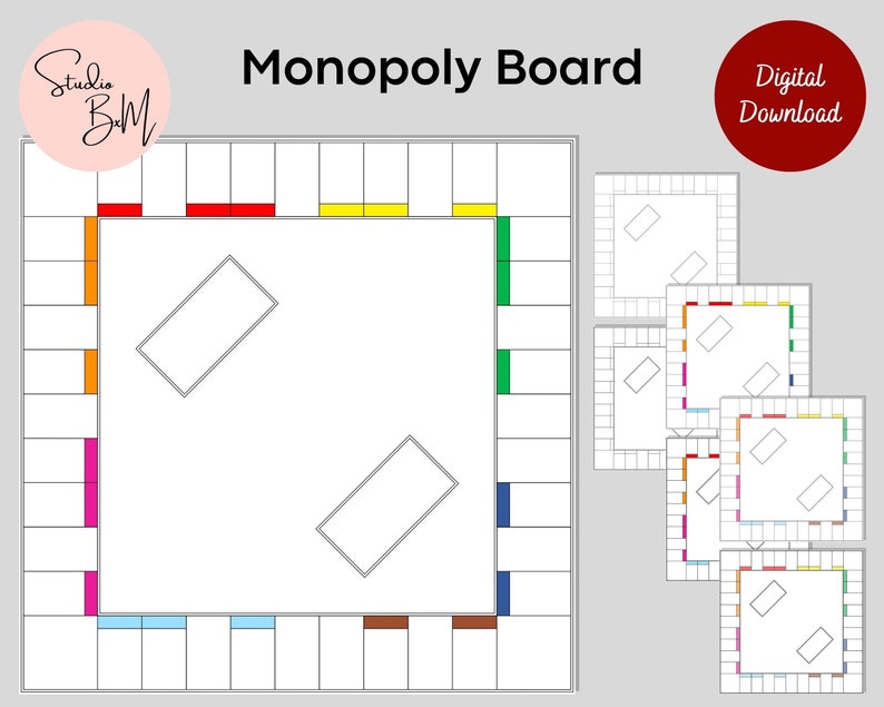 Monopoly Board Blank Monopoly Board Custom Monopoly Game Digital Download Original Size Monopoly