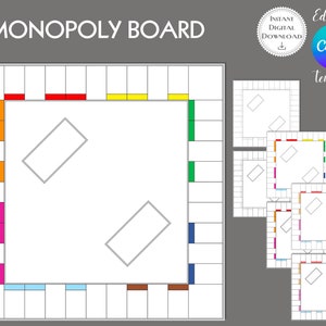 Conseil de monopole | Tableau Monopoly vierge | Jeu Monopoly personnalisé | Téléchargement numérique | Tableau de monopole de taille originale | Téléchargement instantané