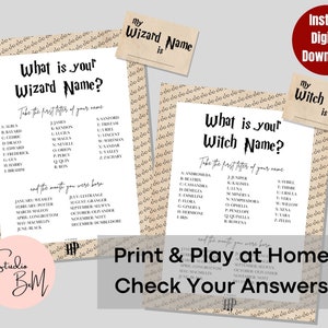 Harry Potter Trivia Printable Wizard Party Games HP Quiz Minimalist ...
